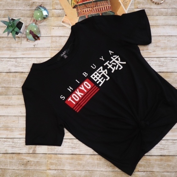 Papaya Graphic Tee. Black‎ Crop Top Medium - Picture 2 of 7